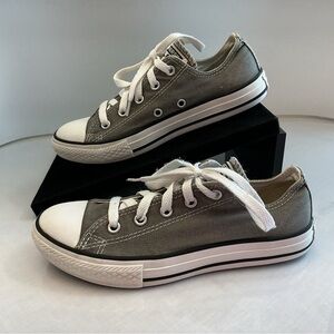 Converse All Star Low Top Gray Canvas Sneakers, Youth Size 2